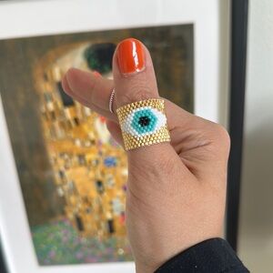 Gold Evil Eye Beaded Ring
